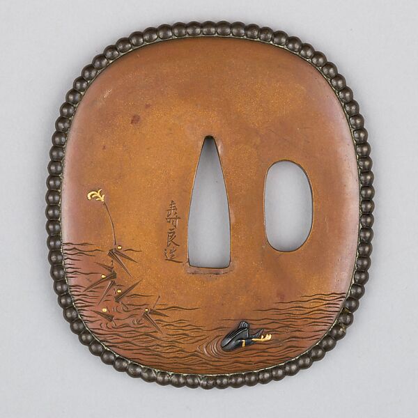Sword Guard (Tsuba), Copper, gold, Japanese