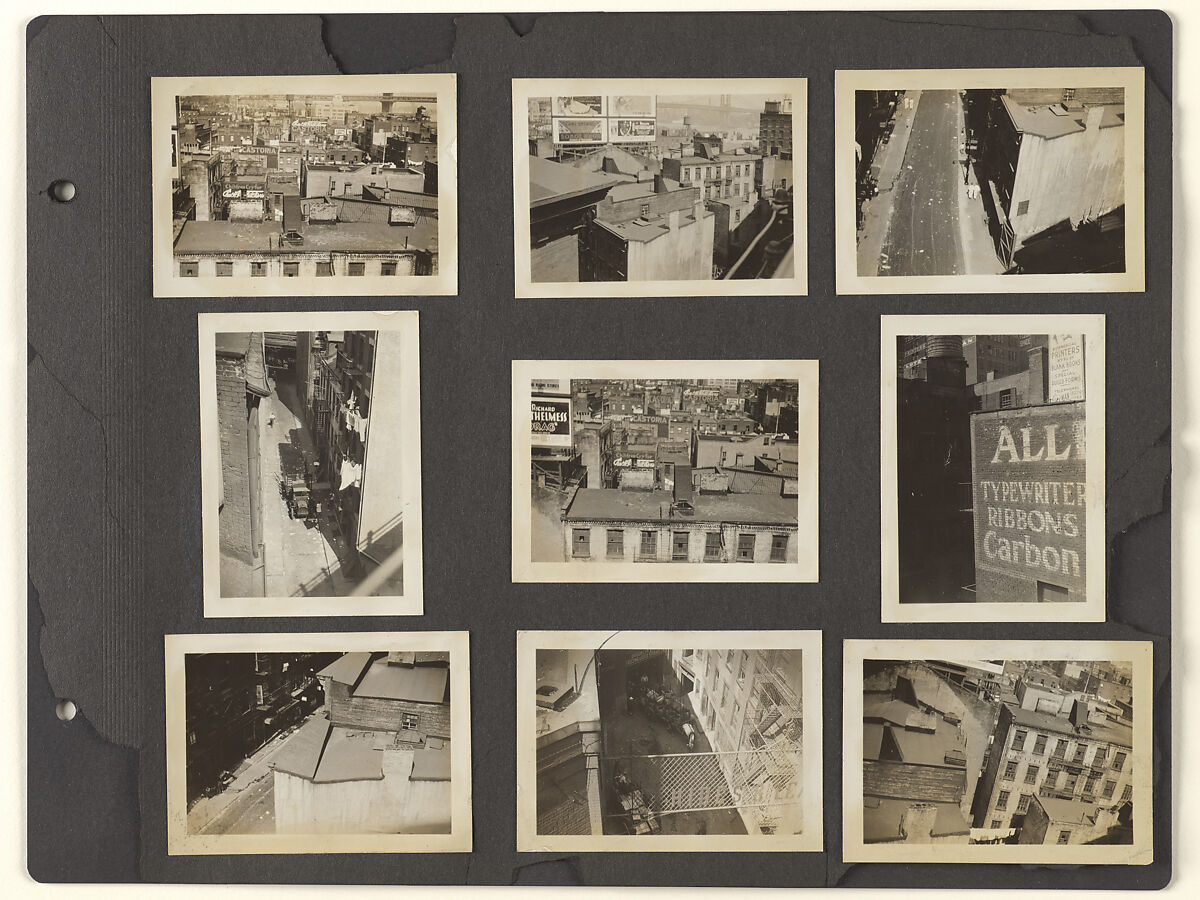 [Album Page: City Hall and Brooklyn Bridge Vicinity, Manhattan], Berenice Abbott (American, Springfield, Ohio 1898–1991 Monson, Maine), Gelatin silver prints 