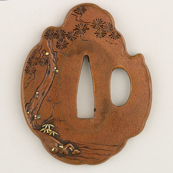 Sword Guard (Tsuba), Copper, gold, silver, Japanese