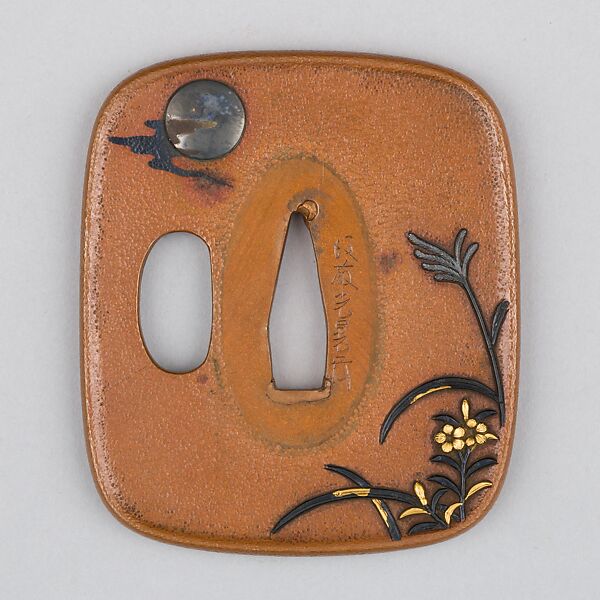Sword Guard (Tsuba), Copper, silver, copper-gold alloy (shakudō), Japanese 