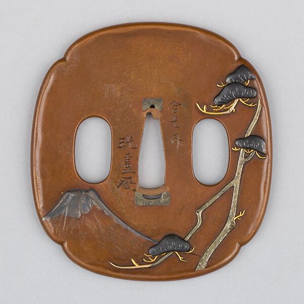 Sword Guard (Tsuba), Copper, gold, silver, Japanese 