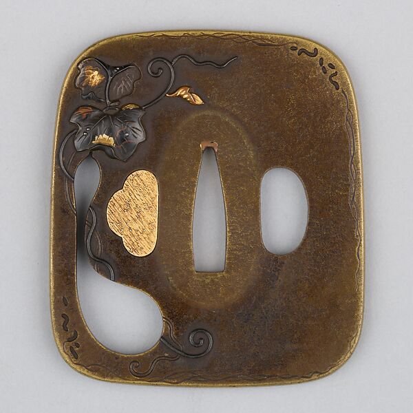 Sword Guard (Tsuba), Copper alloy (sentoku), copper-silver alloy (shibuichi), copper, gold, Japanese