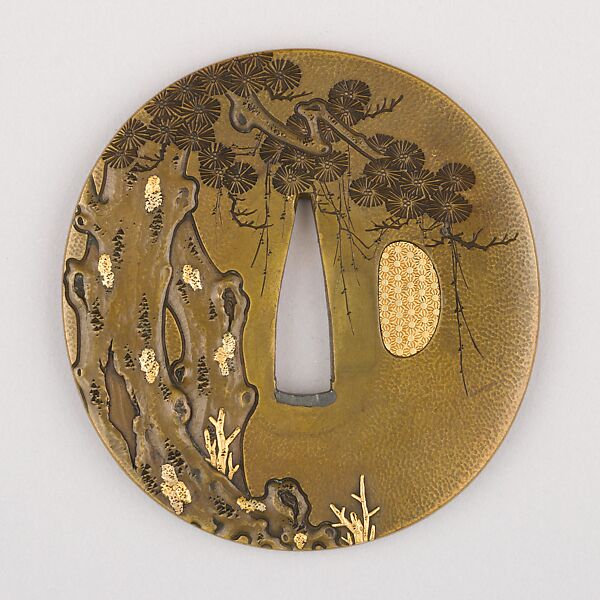 Sword Guard (Tsuba), Copper alloy (sentoku), gold, silver, copper, Japanese