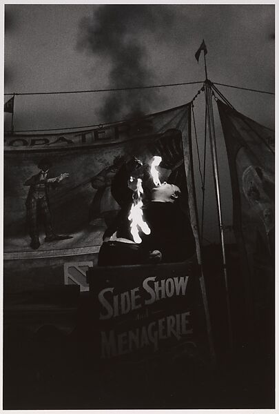 Fire Eater at a carnival, Palisades Park, N.J., Diane Arbus (American, New York 1923–1971 New York), Gelatin silver print 