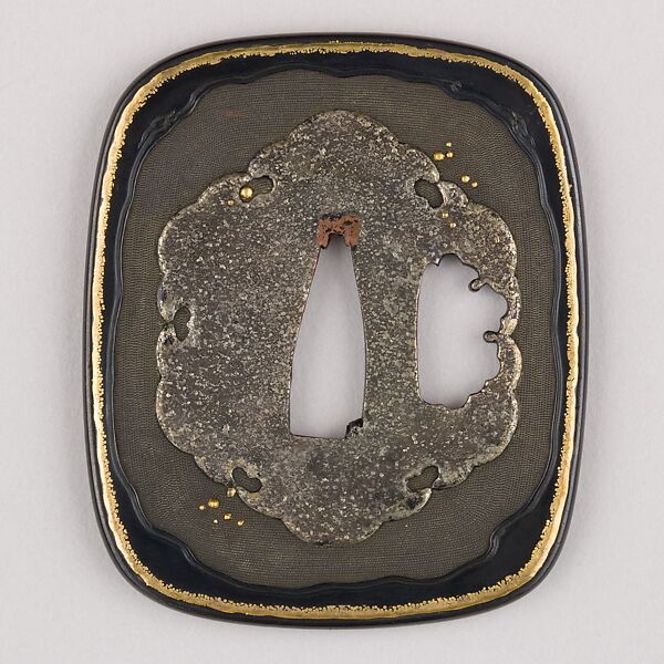 Sword Guard (Tsuba), Copper-gold alloy (shakudō), gold, copper, Japanese