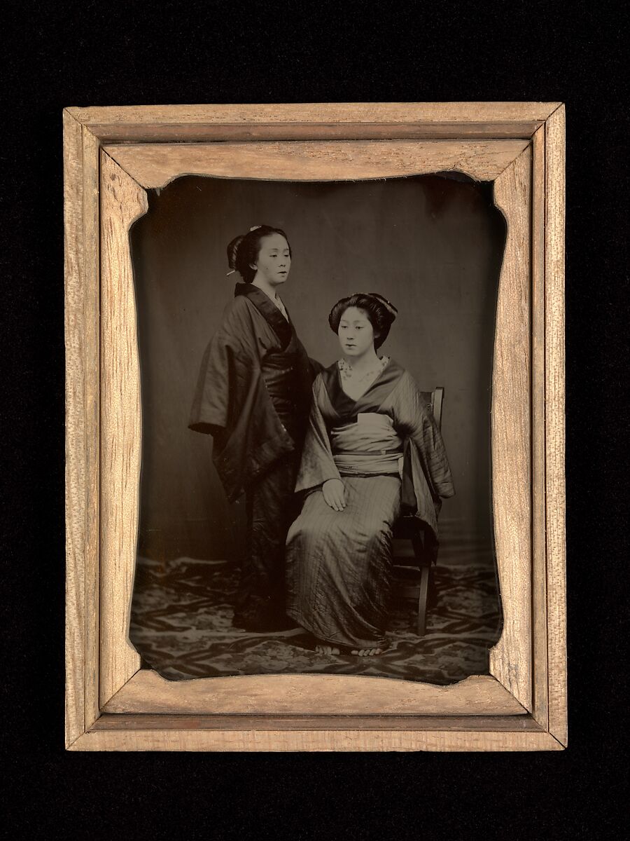 [Geisha with Attendant], Yokoyama Matsusaburō (Japanese, 1838–1884), Ambrotype 