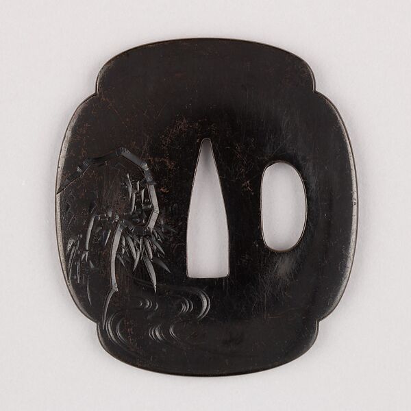Sword Guard (Tsuba), Copper-gold alloy (shakudō), copper, Japanese