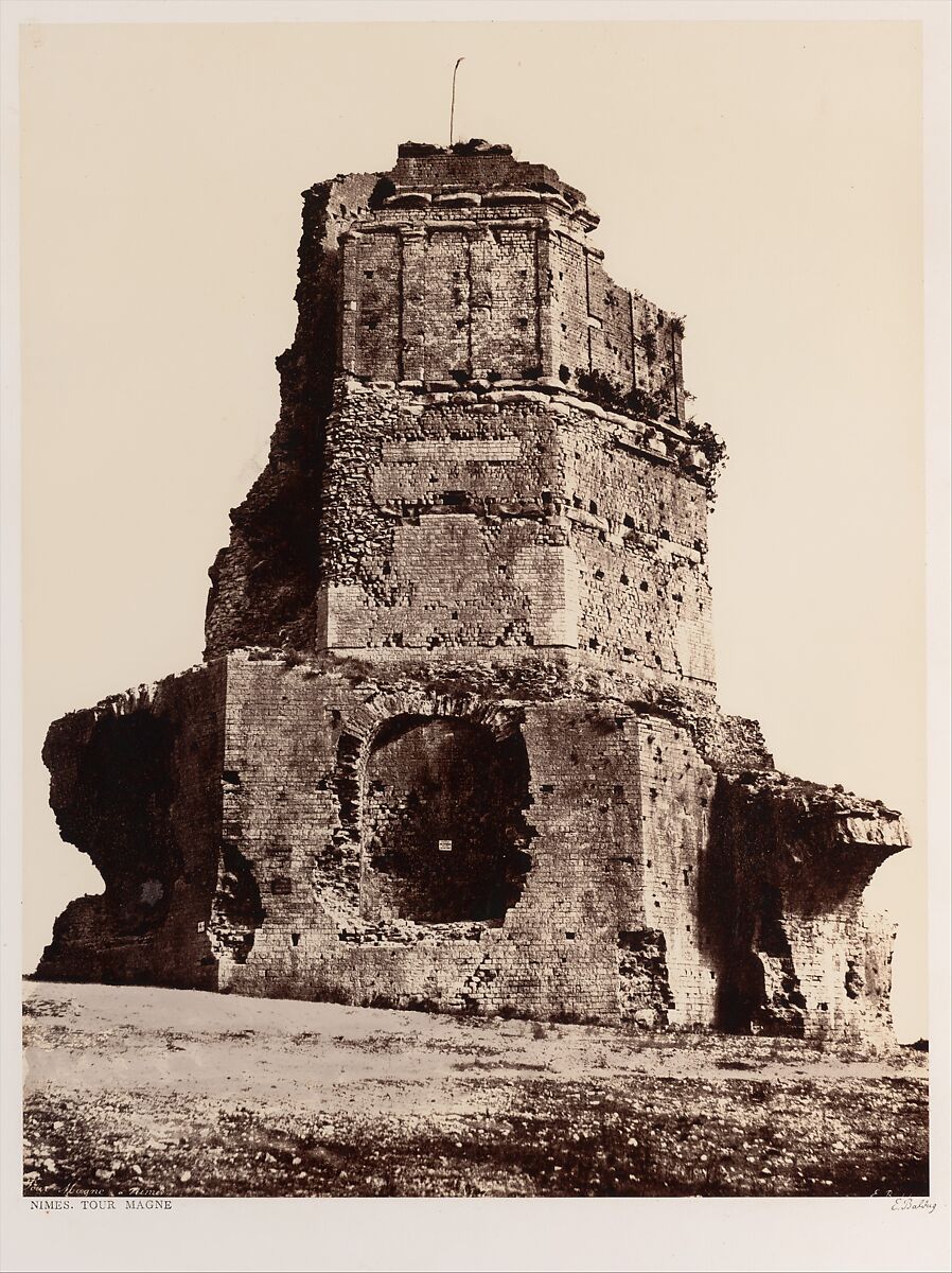 Nîmes, Tour Magne, Edouard Baldus (French (born Prussia), 1813–1889), Albumen silver print from paper negative 