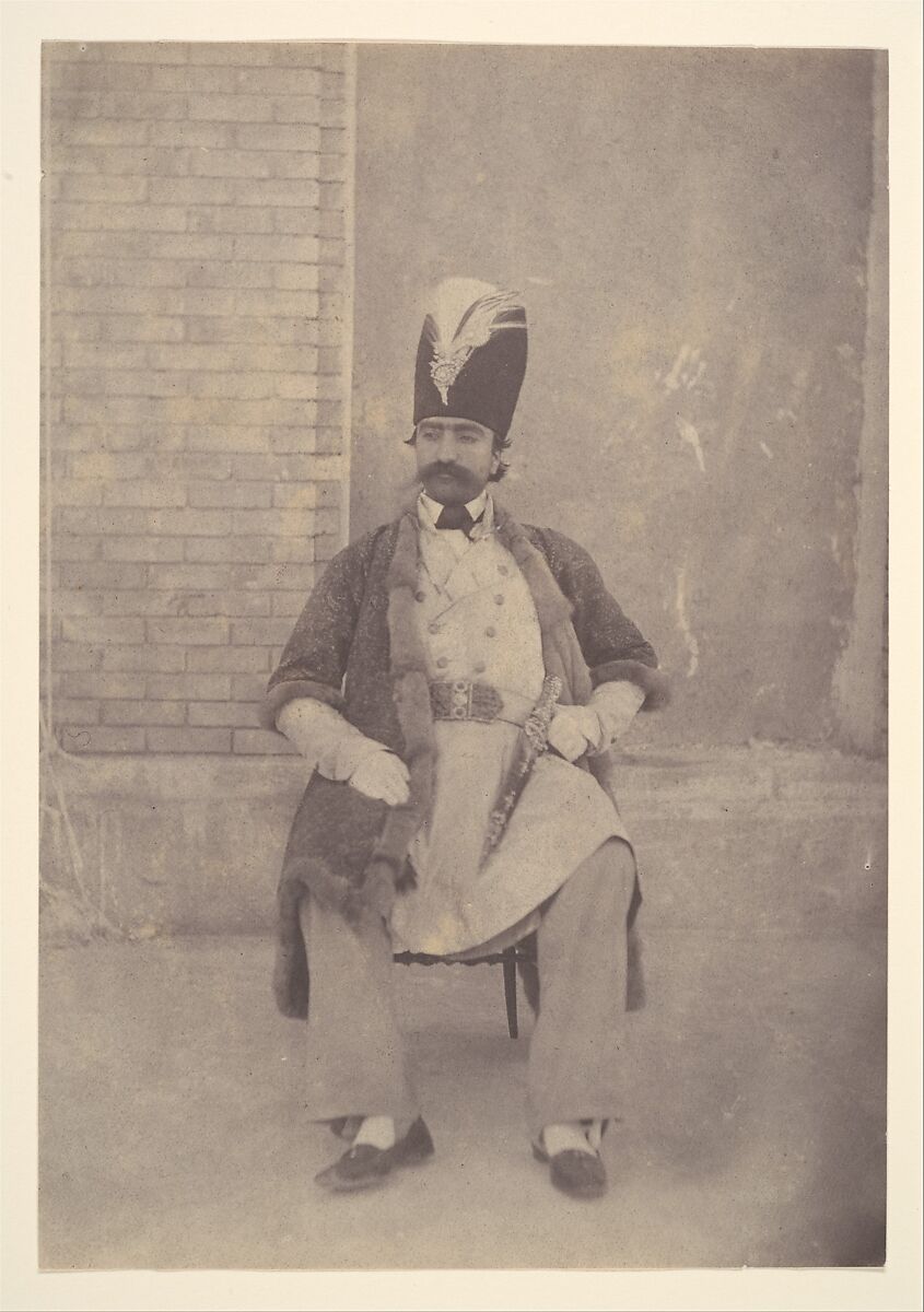 Naser al-Din Shah, Possibly by Luigi Pesce (Italian, 1818–1891), Salted paper print from paper negative 