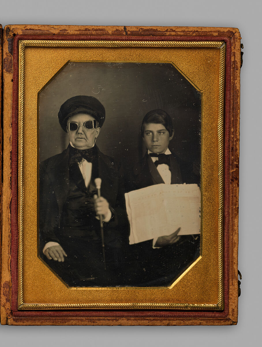 [Blind Man and His Reader], Unknown (American), Daguerreotype