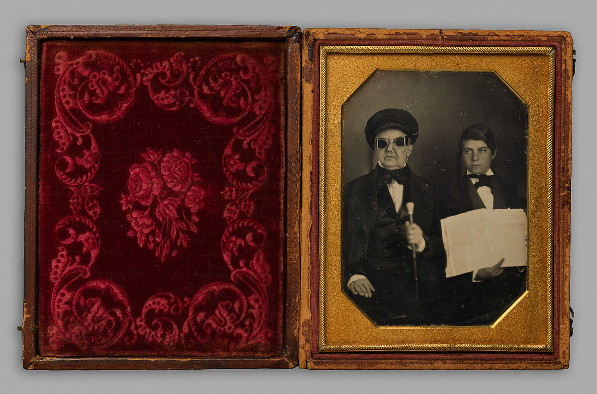 [Blind Man and His Reader], Unknown, Daguerreotype