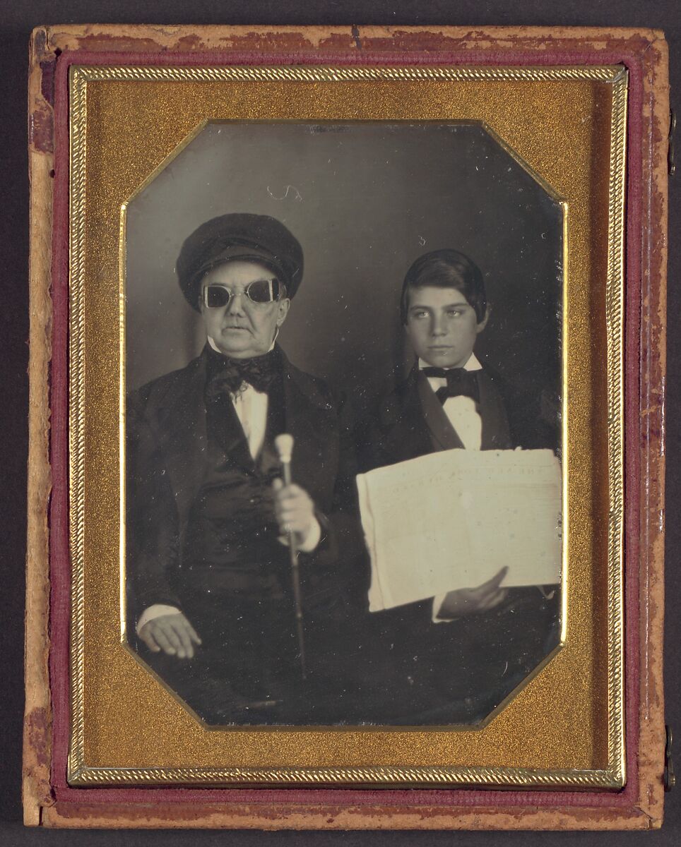 [Blind Man and His Reader], Unknown (American), Daguerreotype 
