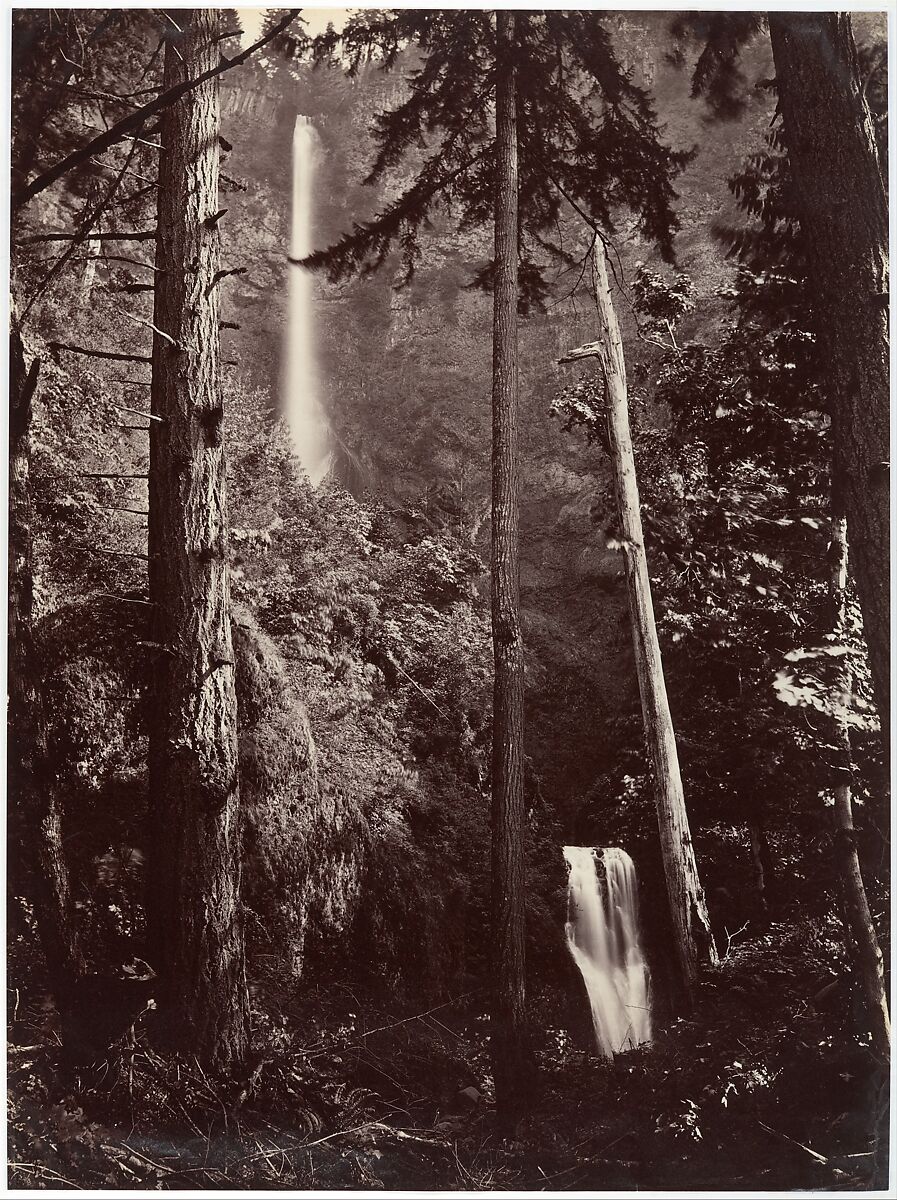 Multnomah Falls, Oregon, Carleton E. Watkins (American, 1829–1916), Albumen silver print from glass negative 