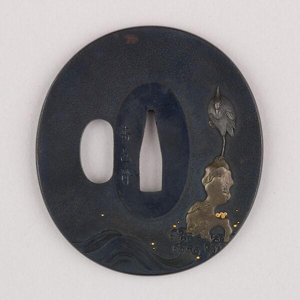 Sword Guard (Tsuba), Copper-gold alloy (shakudō), copper, Japanese 