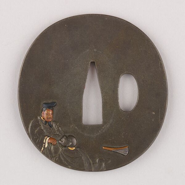 Sword Guard (Tsuba), Copper-silver alloy (shibuichi), gold, silver, copper, Japanese
