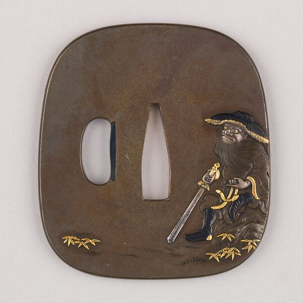 Sword Guard (Tsuba), Copper-silver alloy (shibuichi), gold, copper-gold alloy (shakudō), silver, Japanese 