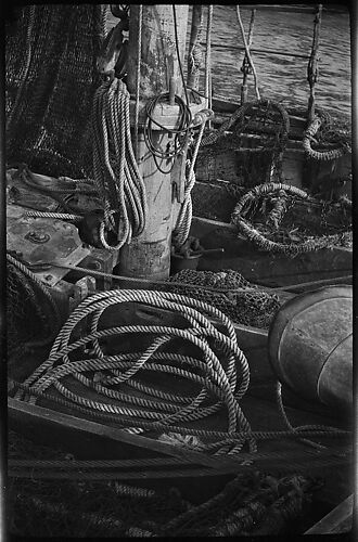 [Ship Rigging and Tackle Detail, Possibly Fulton Market Docks, New York]