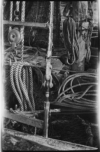 [Ship Rigging and Tackle Detail, Possibly Fulton Market Docks, New York]