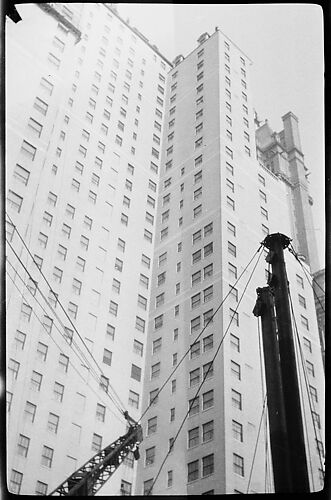 [Construction Site with Crane Boom and Cables, From Below, New York City]