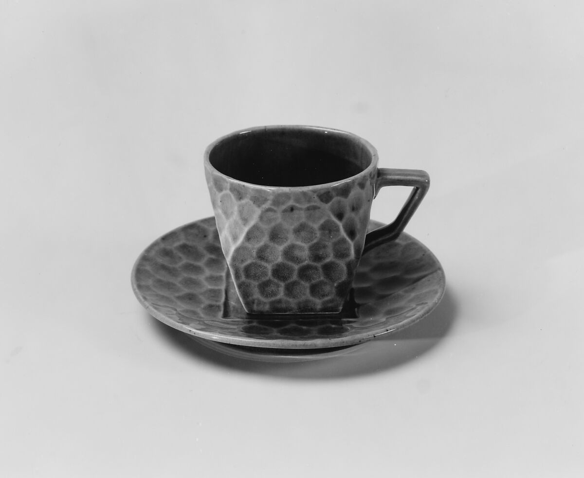 Cup and Saucer, Chelsea Keramic Art Works (1872–1889), Earthenware, American