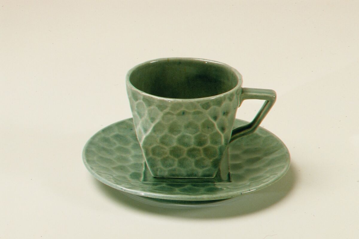 Cup and Saucer, Chelsea Keramic Art Works (1872–1889), Earthenware, American 