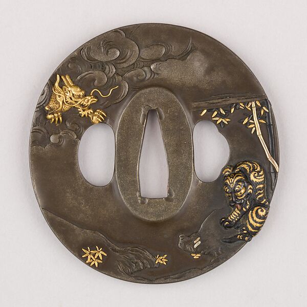 Sword Guard (Tsuba), Copper-silver alloy (shibuichi), gold, copper-gold alloy (shakudō), copper, Japanese 