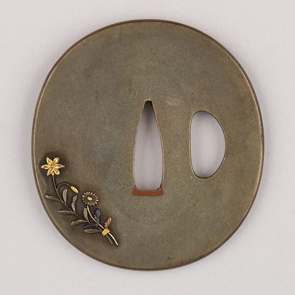 Sword Guard (Tsuba), Copper-silver alloy (shibuichi), gold, copper, copper-gold alloy (shakudō), Japanese