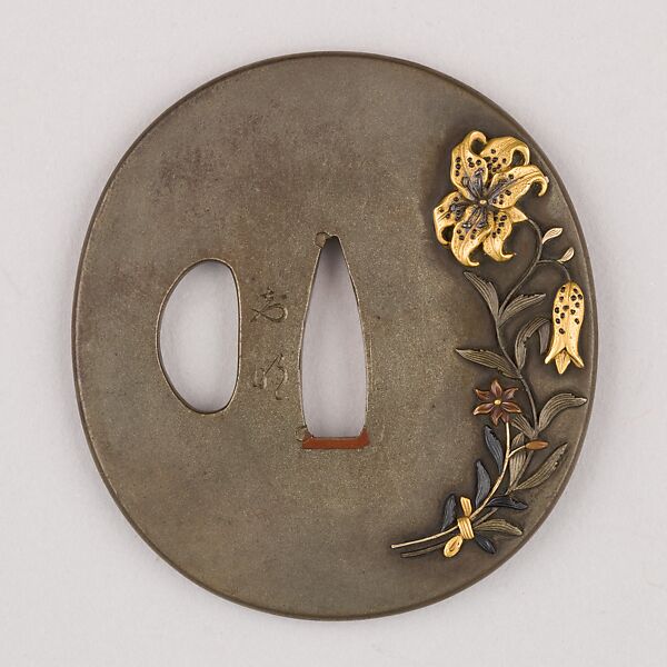 Sword Guard (Tsuba), Copper-silver alloy (shibuichi), gold, copper, copper-gold alloy (shakudō), Japanese 