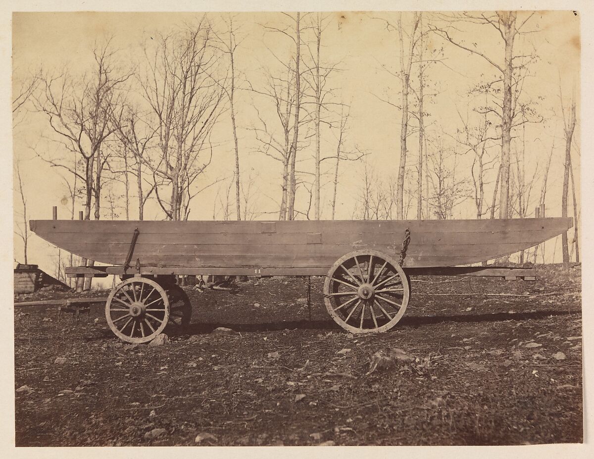 [Detachment of 50th N.Y. Volunteer Engineers, Pontoon Wagon and Saddle Boat], Timothy H. O&#39;Sullivan (American, born Ireland, 1840–1882), Albumen silver print from glass negative 