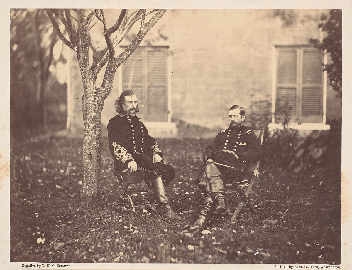 Major General Pleasanton and General Custer, Timothy H. O&#39;Sullivan (American, born Ireland, 1840–1882), Albumen silver print from glass negative 