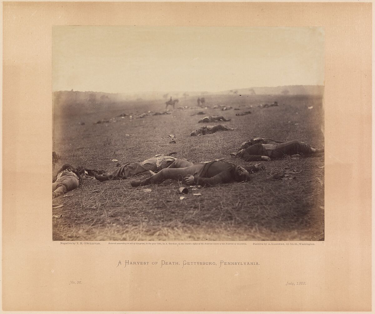 A Harvest of Death, Gettysburg, Pennsylvania, Timothy H. O'Sullivan  American, born Ireland, Albumen silver print from glass negative