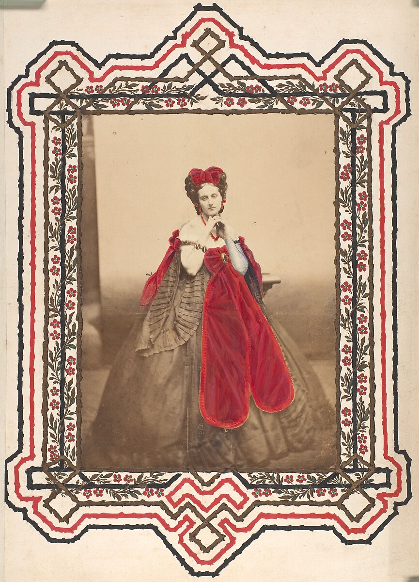 The Red Bow, Pierre-Louis Pierson (French, 1822–1913), Albumen silver print from glass negative with applied color 
