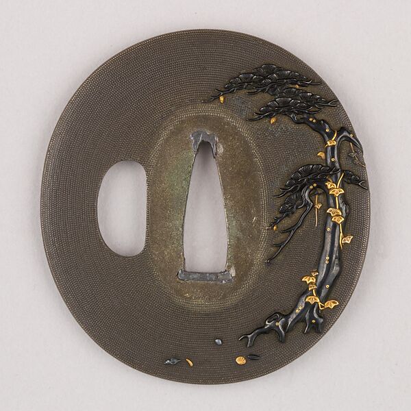 Sword Guard (Tsuba), Copper-silver alloy (shibuichi), copper-gold alloy (shakudō), gold, copper, Japanese 