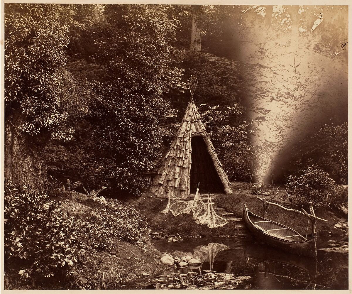 The Wigwam, a Canadian Scene at Penllergare, John Dillwyn Llewelyn (British, Swansea, Wales 1810–1882 Swansea, Wales), Albumen silver print from glass negative 