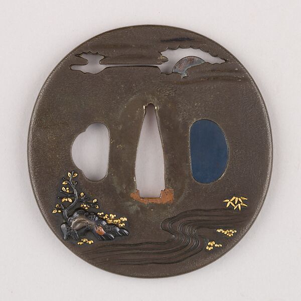 Sword Guard (Tsuba), Copper-silver alloy (shibuichi), copper, copper-gold alloy (shakudō), Japanese