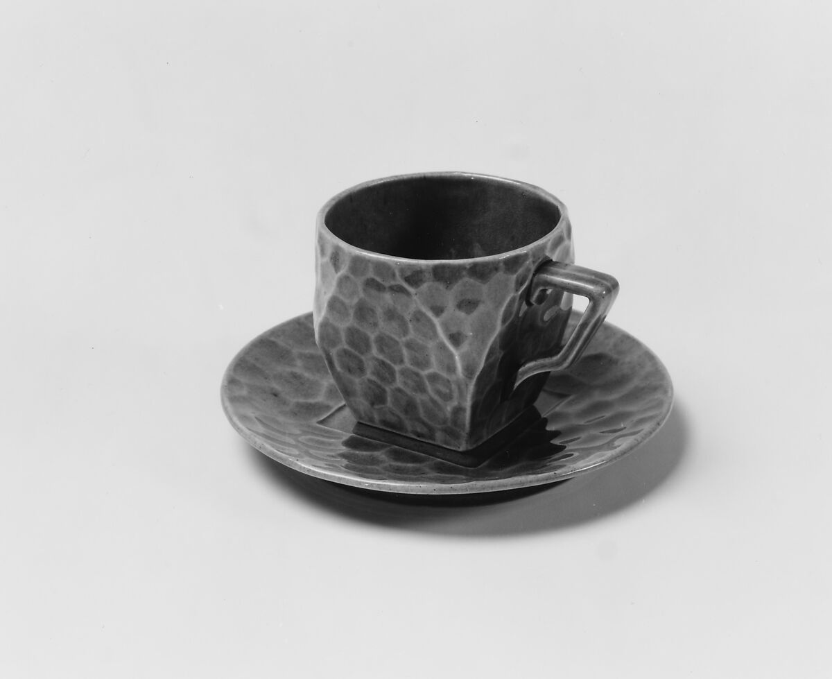 Cup and Saucer, Chelsea Keramic Art Works (1872–1889), Earthenware, American