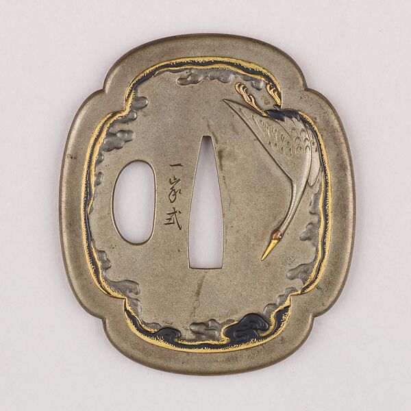 Sword Guard (Tsuba), Copper-silver alloy (shibuichi), silver, gold, copper, Japanese 