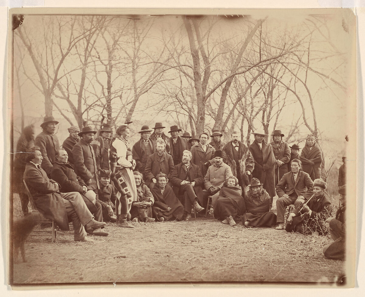 Indians with Government Agents, Alexander Gardner (American, Glasgow, Scotland 1821–1882 Washington, D.C.), Albumen silver print from glass negative 