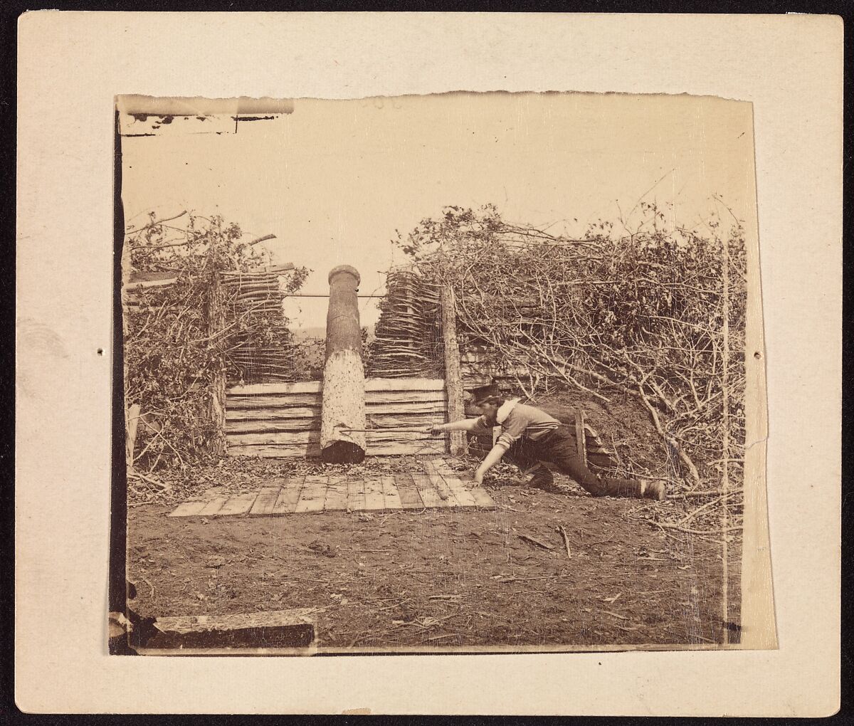 Quaker Gun, Centreville, Virginia, George N. Barnard (American, 1819–1902), Albumen silver print from glass negative 