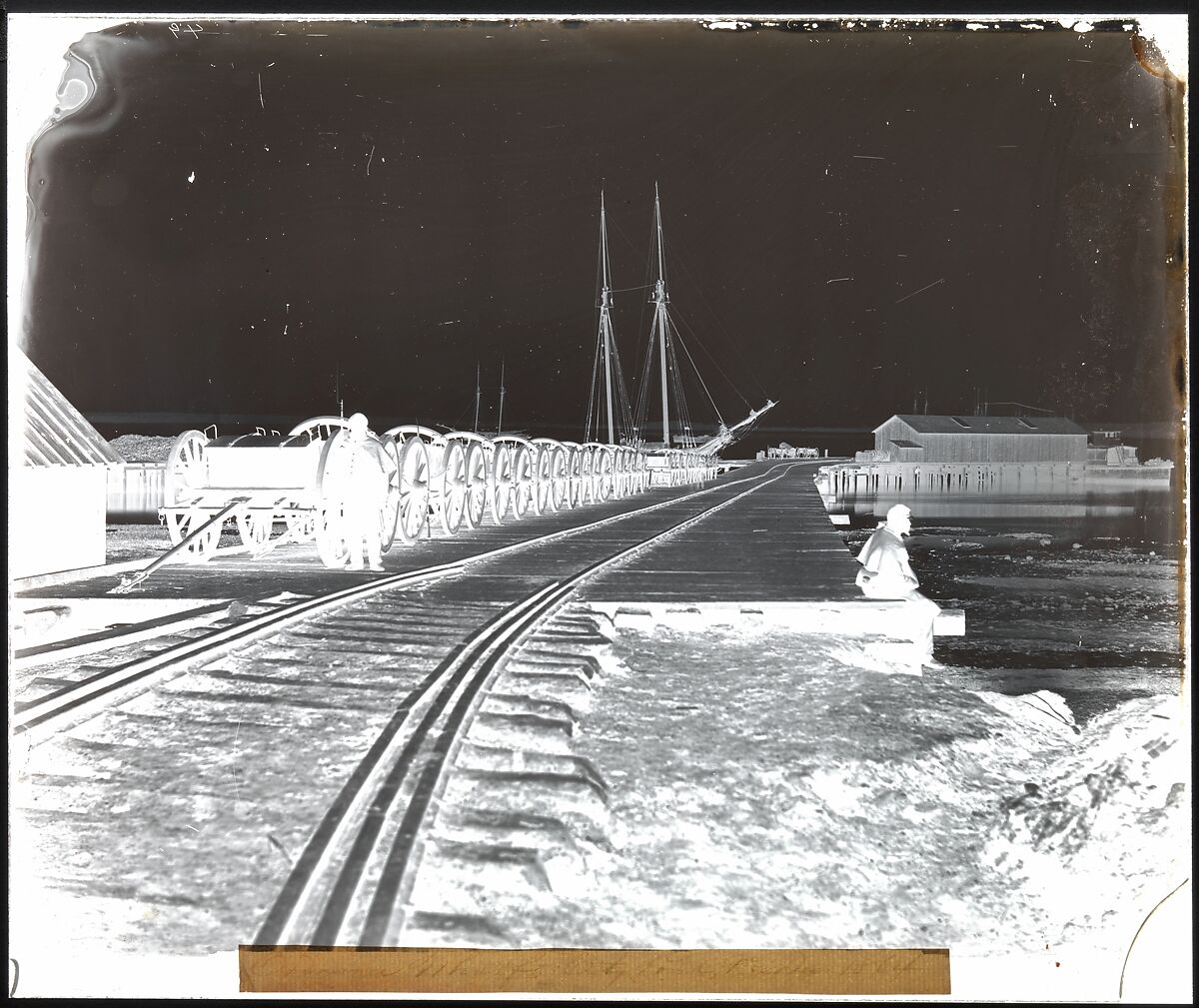 Ordnance Wharf, City Point, Virginia, Thomas C. Roche (American, 1826–1895), Collodion glass negative 