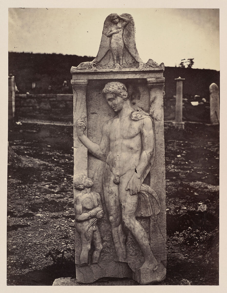 Stele from the Kerameikos Cemetery, Athens, William James Stillman (American, Schenectady, New York 1828–1901 Surrey), Albumen silver print from glass negative 