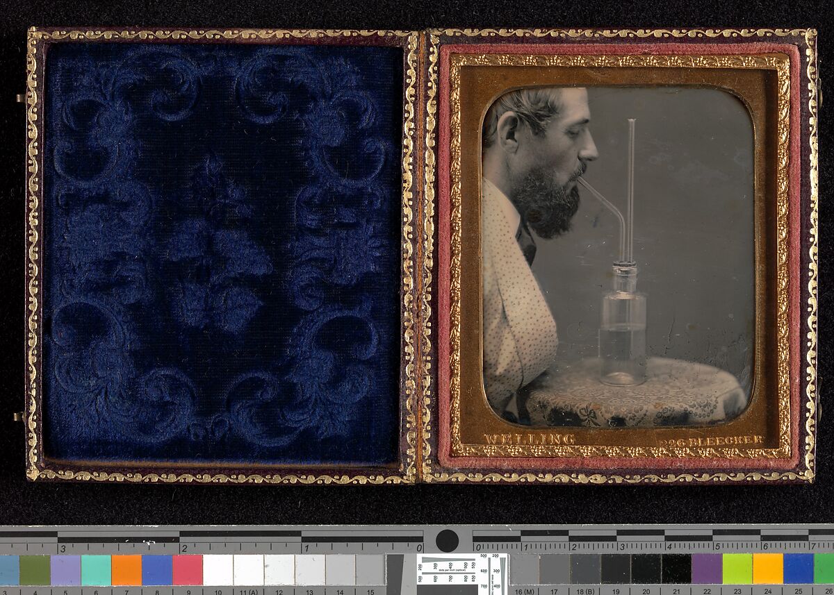 James Hyatt Inhaling Chlorine Gas, Peter Welling (American, active c. 1850s), Daguerreotype