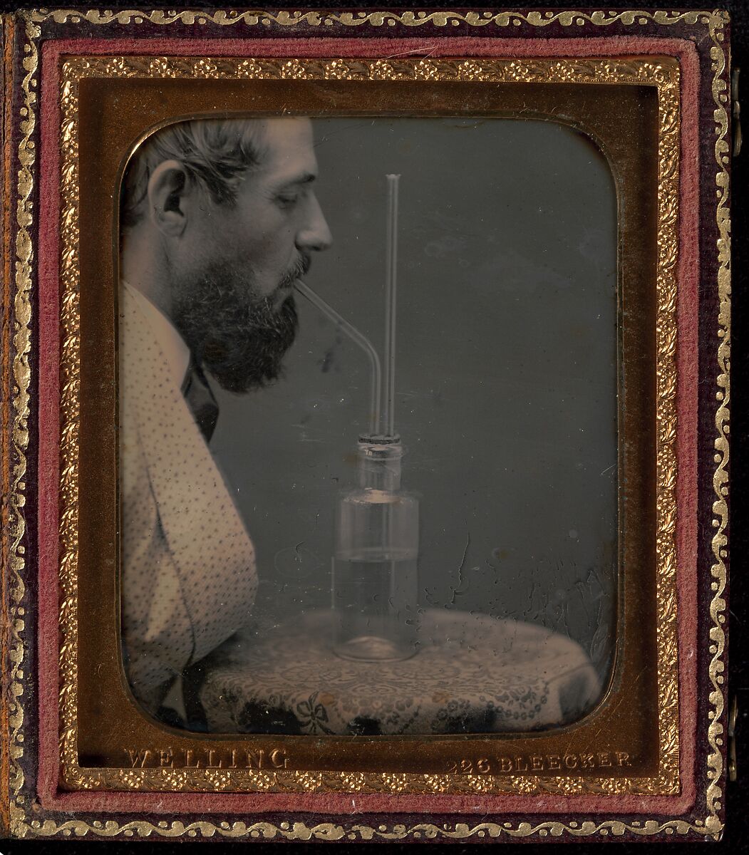James Hyatt Inhaling Chlorine Gas, Peter Welling (American, active c. 1850s), Daguerreotype 