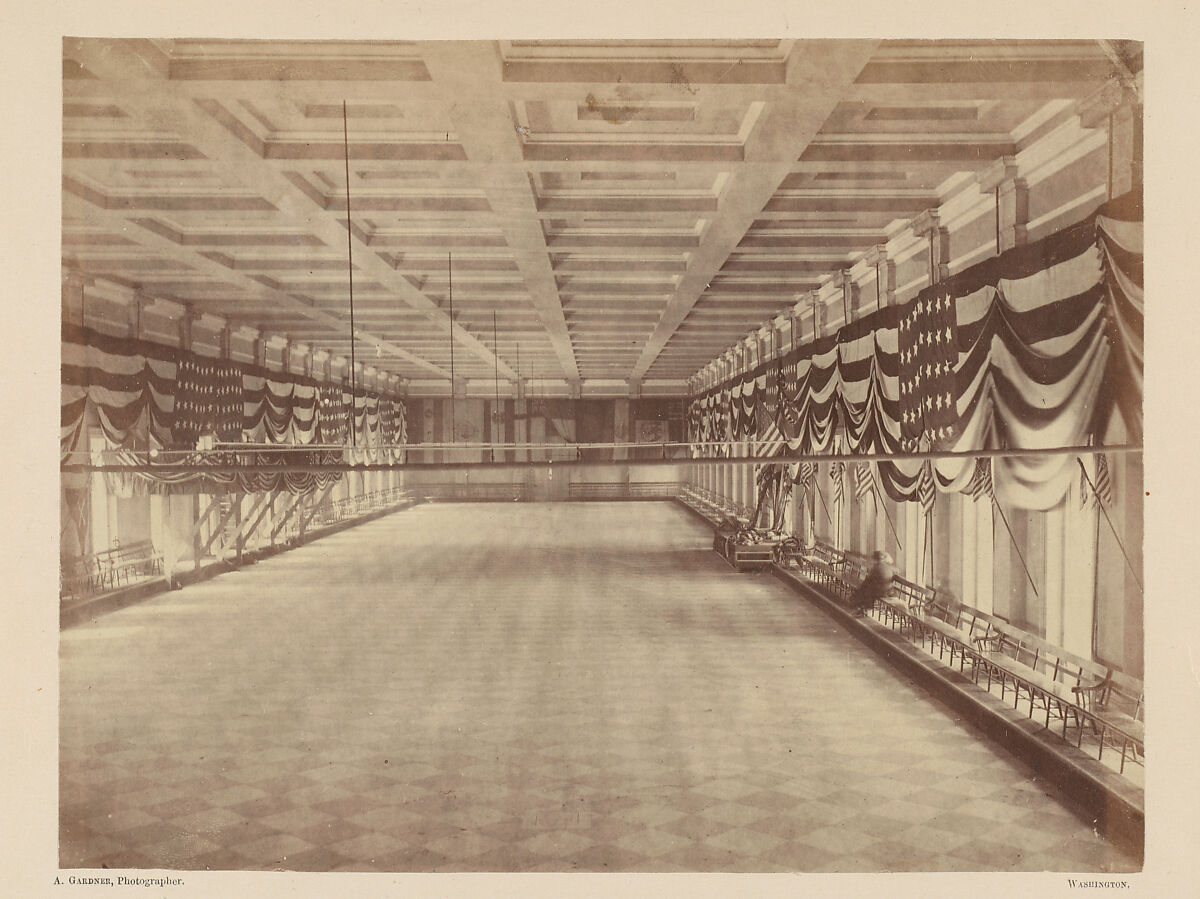 [Interior View of the Ballroom for Lincoln's Second Inaugural Ball], Alexander Gardner (American, Glasgow, Scotland 1821–1882 Washington, D.C.), Albumen silver print from glass negative 
