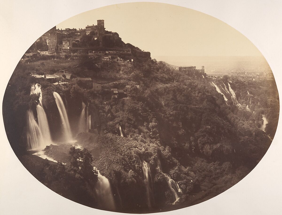 The Valley of the Anio, with the Upper and Lower Cascatelle, Mecenas's Villa, and Distant Campagna, Robert Macpherson (British, Tayside, Scotland 1811–1872 Rome), Albumen silver print from glass negative 