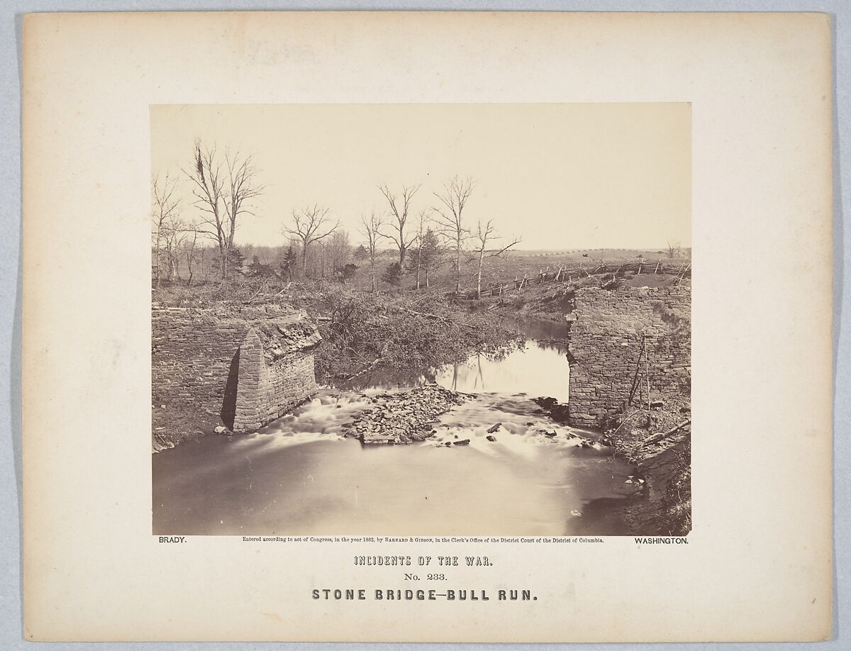 Stone Bridge - Bull Run, Mathew B. Brady (American, born Ireland, 1823?–1896 New York), Albumen silver print from glass negative 