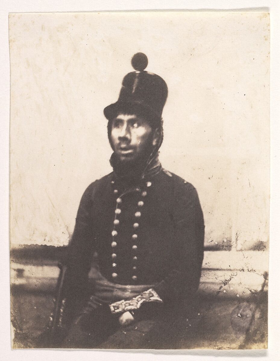 [Soldier], Calvert Richard Jones (British, Swansea, Wales 1802–1877 Bath, England), Salted paper print from paper negative 