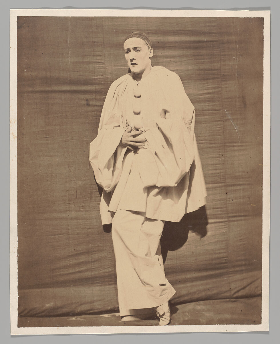 Pierrot in pain, Nadar (French, Paris 1820–1910 Paris), Albumen silver print from glass negative 