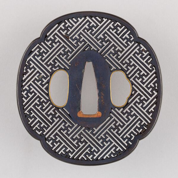 Sword Guard (Tsuba), Copper-gold alloy (shakudō), copper, Japanese