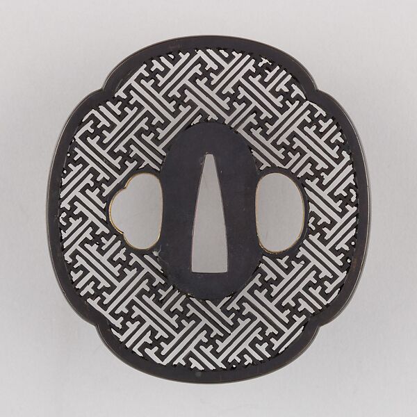 Sword Guard (Tsuba), Copper-gold alloy (shakudō), copper, Japanese